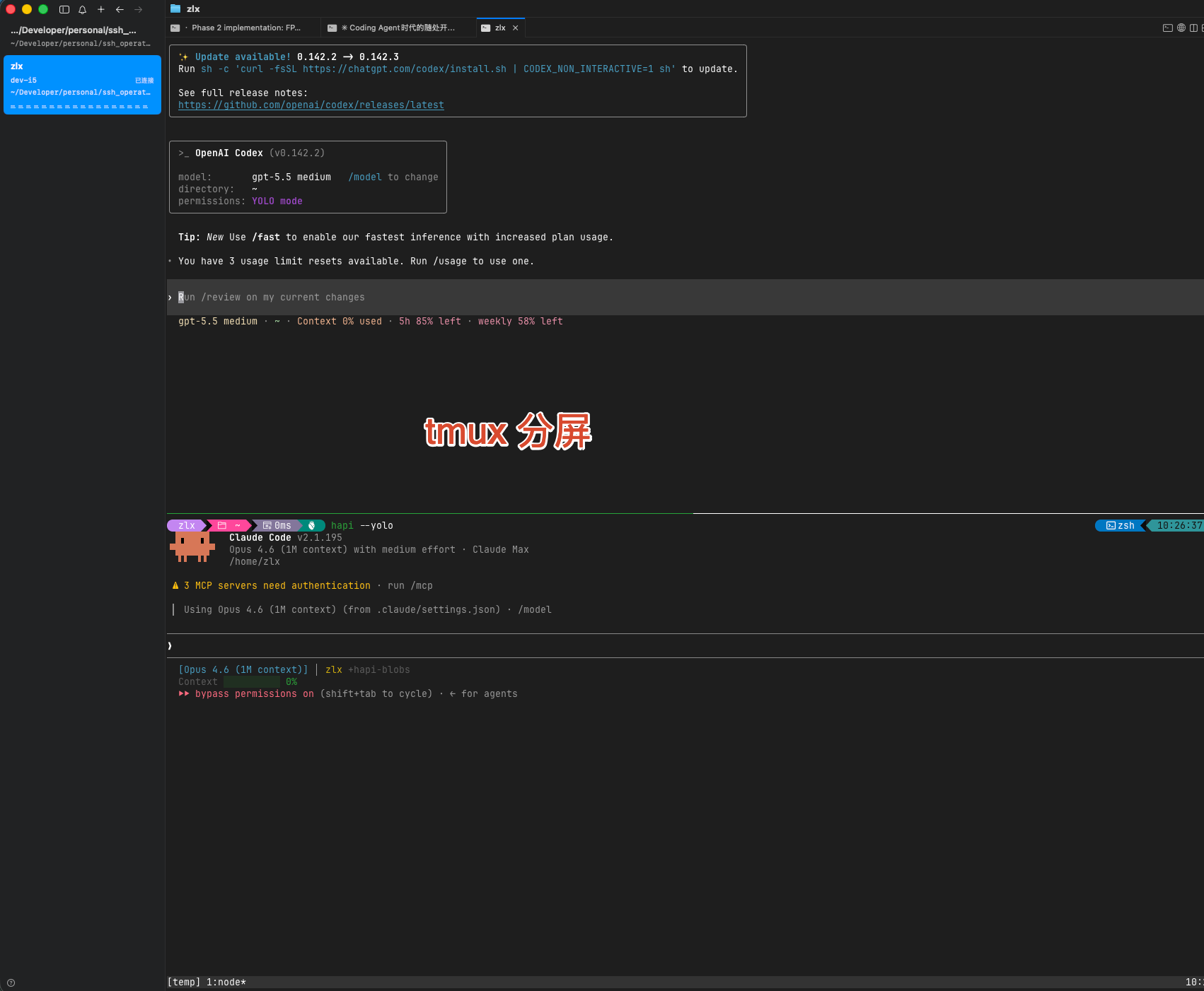 tmux 多窗口并行运行多个 Coding Agent