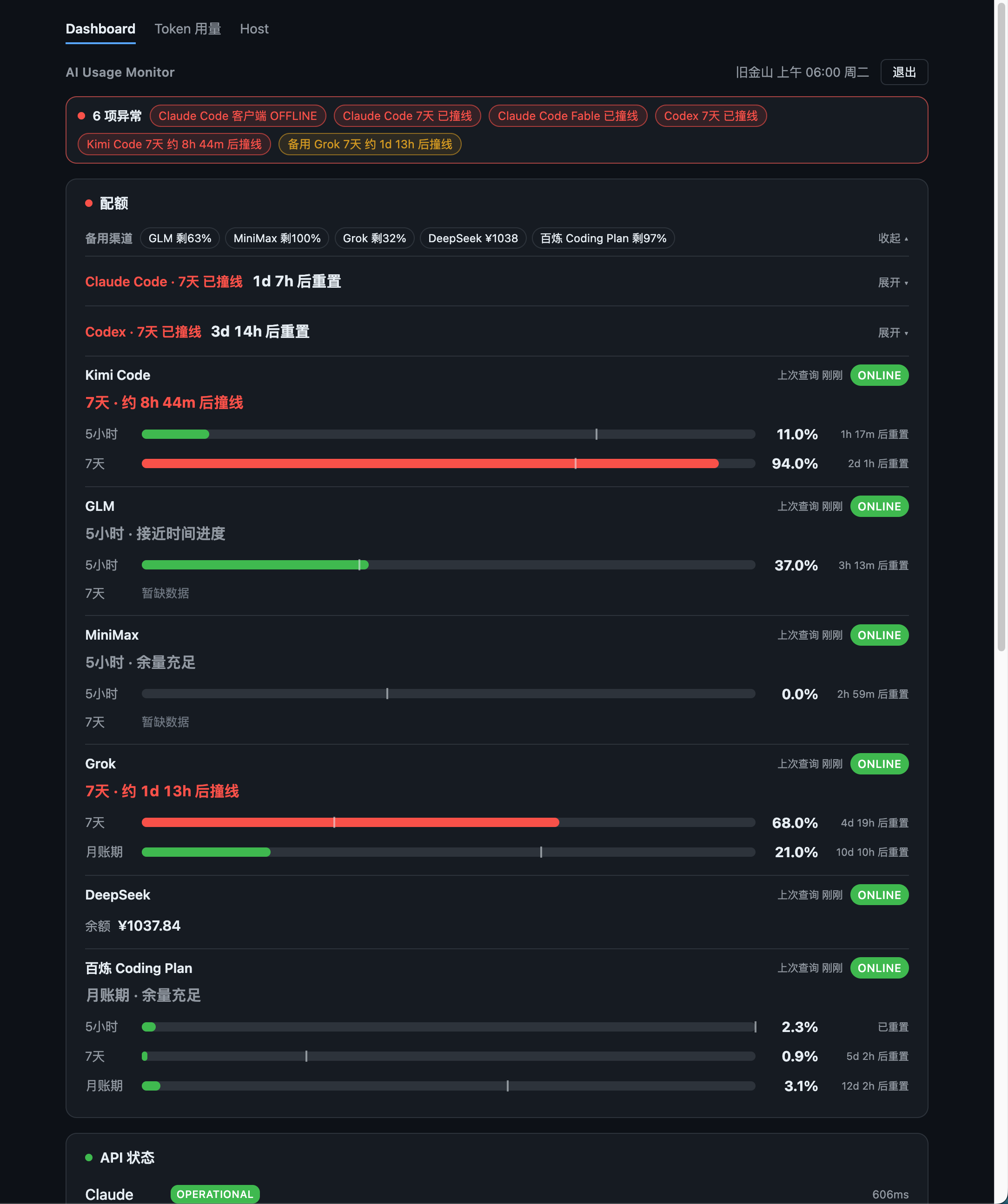 多个 Token 套餐已撞线