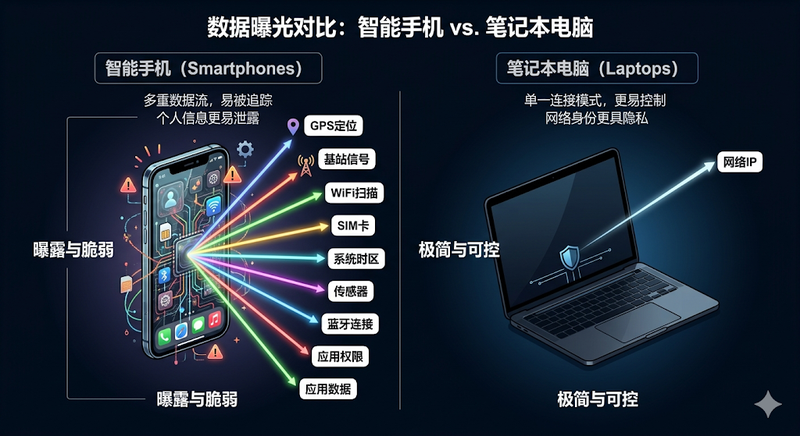 手机 vs 电脑：信息暴露维度对比
